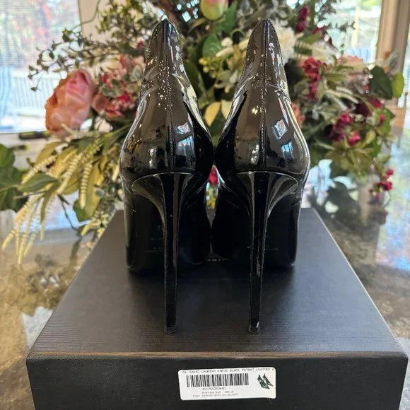 YSL Black Patent Thorn 5"+ High Heels, Euro 39 - Picture 8 of 11